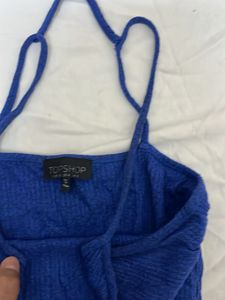 Blue Ribbed Mini Dress - Casual Chic