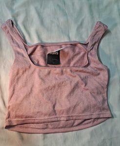Sparkly Pink Ruched Tank Top