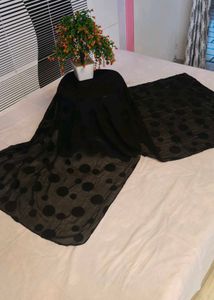Chic Black Polka Dot Sheer Dupatta