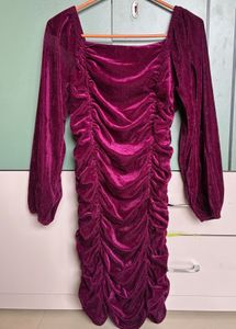 Dark pinkish Burgundy Velvet Mini Dress