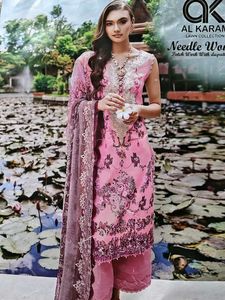Beautiful Pink patchwork unstitched dress Material
