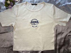 Cream Aloha Hawaii Ribbed Top