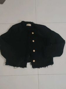 Chic Black Tweed Cropped Jacket