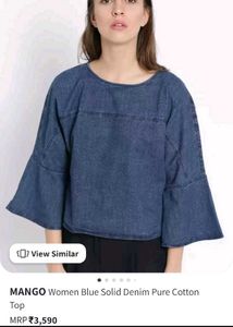 Mango Denim Bell Sleeves Top