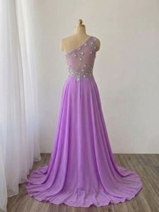 Stunning Lavender One-Shoulder Gown