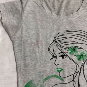 Purple and Grey Girly Graphic Tops