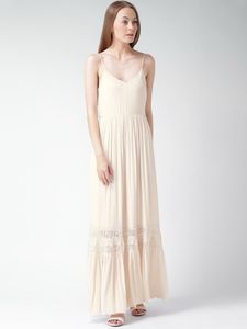 Cream Lace Trim Maxi Dress
