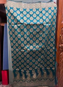 Teal Banarasi Silk Saree with blouse piece