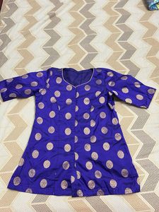 Royal Blue Brocade Blouse