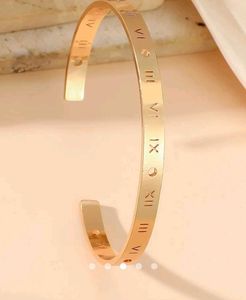 Gold Roman Numeral Cuff Bracelet