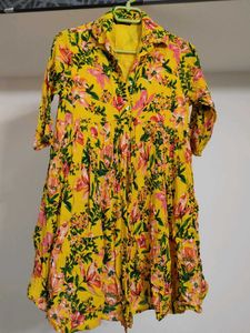 Vibrant Yellow Floral Midi Dress
