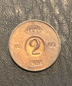 Copper Coin Swedish 2 ore coins