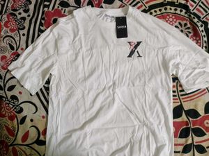 Shein White down shoulder t shirt M size