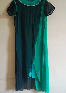 Georgette Teal &amp; Green Kurta