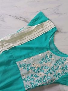 Teal Embroidered Kurta