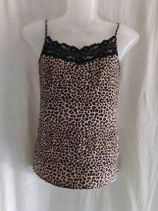 M&S Leopard Print Cami Top with Lace Trim