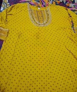 Yellow Embellished Kurta