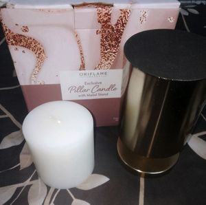 Pillar Candle with Metal Stand