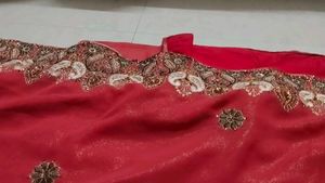 Elegant Red Embellished Saree