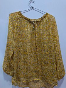 Yellow Floral Sheer Blouse