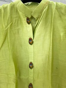 Lime Green Mandarin Collar Kurti