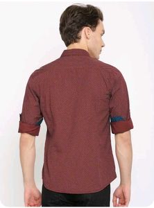 HERE&amp;NOW Men Red &amp; White Regular Fit Printed Shirt