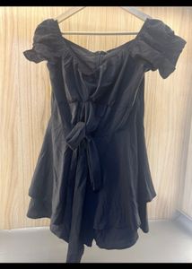 Chic Black Puff Sleeve Mini Dress