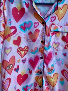 Lovely Pink Hearts Night Suit