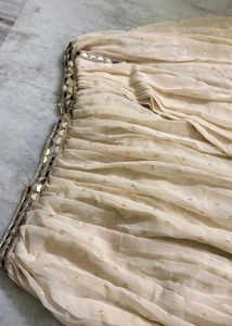 Elegant Beige Embellished Saree