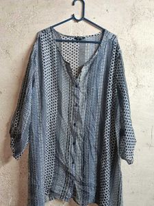 Boho See-through Button-Up Tunic Top Shirt