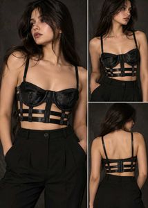362510. Stylish Black Strappy Bustier Top