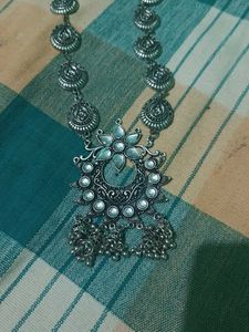 Oxidised Silver Necklace with Earrings