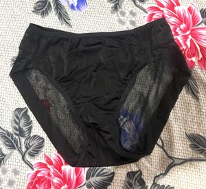 Black Mesh High waist antimicrobial Seamless Brief