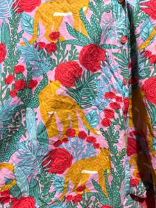 Vibrant Floral Print Button-Up Top