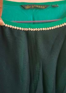 Georgette Teal &amp; Green Kurta
