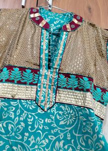 Teal Kurta Set with Embellished Pants