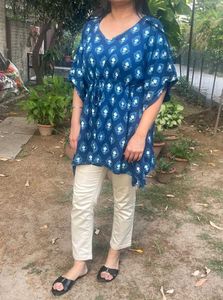 Blue Printed Kaftan top