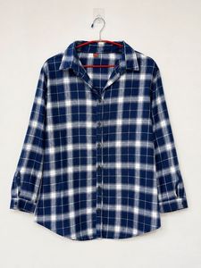 Classic Blue Plaid Flannel Shirt