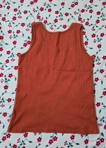 Orange Henley Tank Top