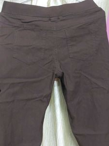 Brown Capris with Decorative Buttons