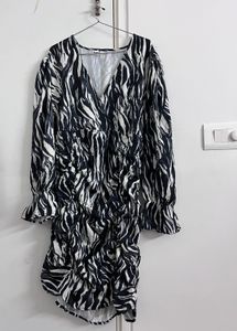 Chic Zebra Print Wrap Dress
