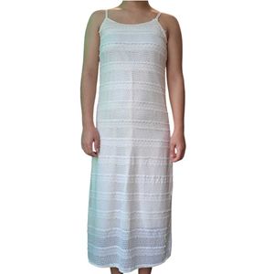Elegant White Crochet Maxi Dress
