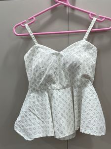 Padded Stylish White Peplum Camisole Top