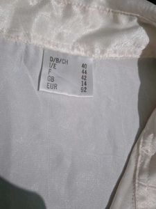 Cream Silk Blend Button-Up Blouse