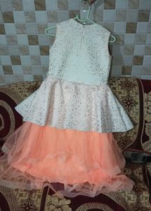 Orange &amp; White Glittery Party Dress for Girls 👗✨