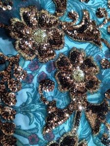 Embroidered green Saree with Golden Border