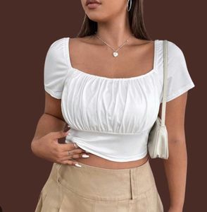 Chic White Square Neck Crop Top ✨