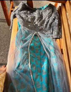 Blue &amp; Grey Printed Kurta Set