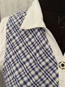 Blue &amp; White Plaid Sleeveless Top