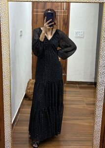 H&amp;M Lurex Metallic Threadwork Black Maxi DRESS